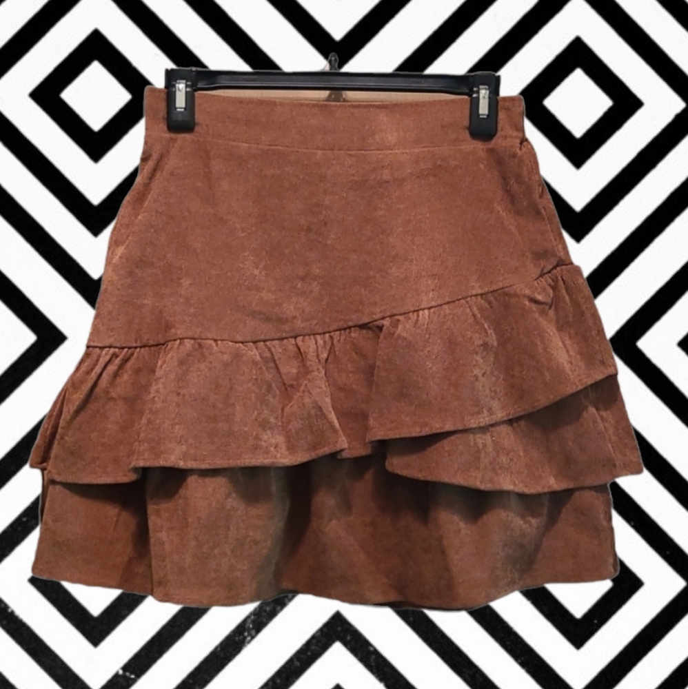 SALE! New In, Brown, Corduroy, Ruffle Skirt, Medium